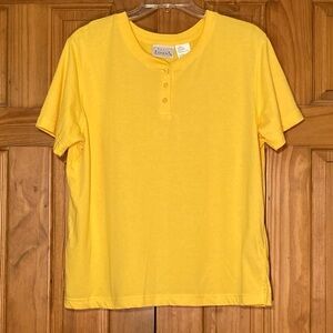 NWOT Basic Editions Vintage 90s Top Short Sleeve Yellow Size L Large